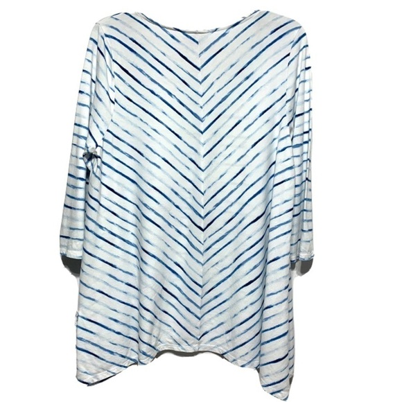 J. Jill Pure White & Blue Stripe 3/4 Sleeve Blouse Top Loose Fit size Large - Picture 10 of 10